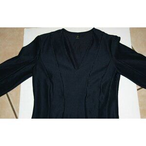 YAS dress Yascalice 2/4 womens medium v neck knee length blue